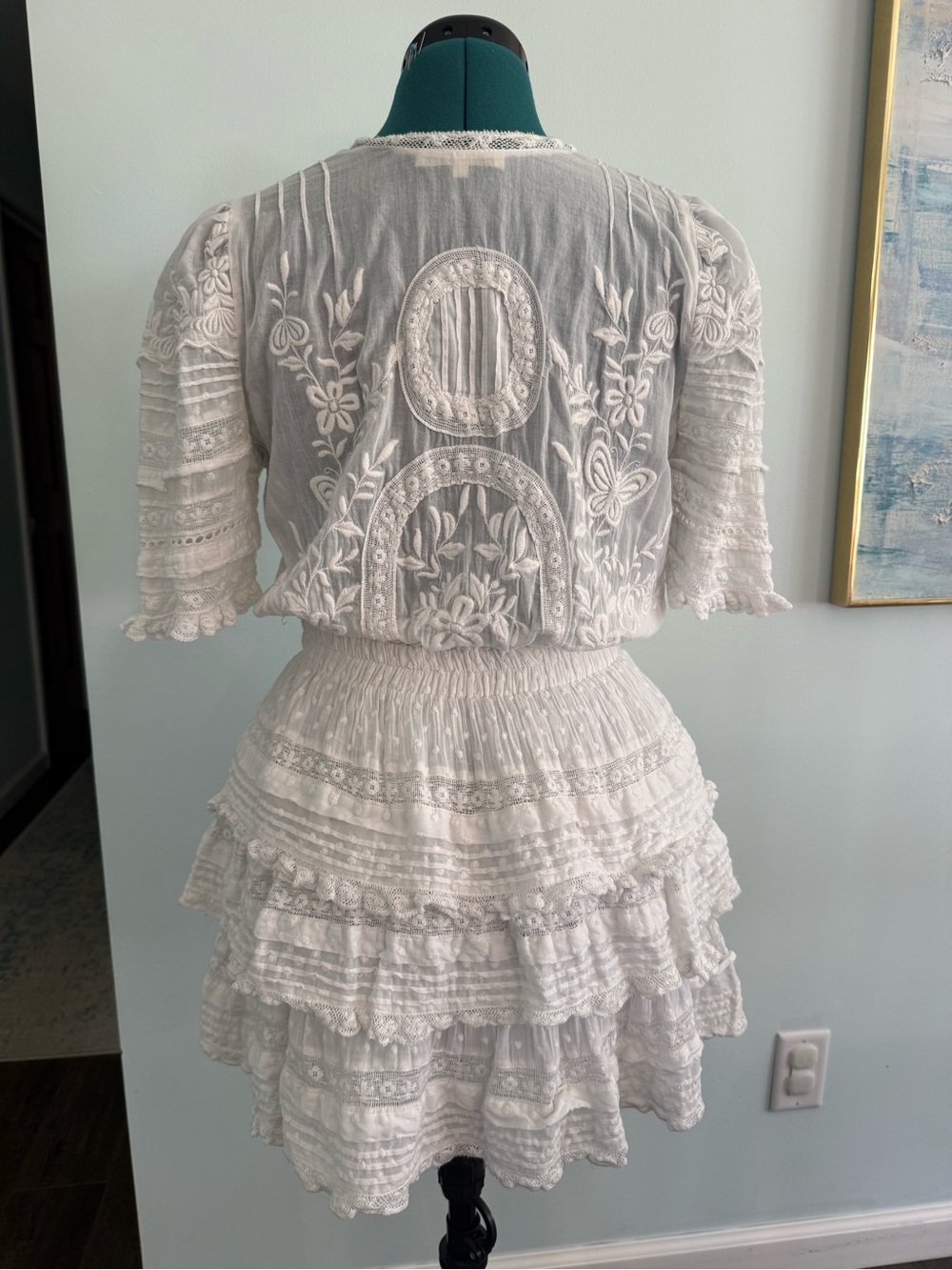 Loveshackfancy Quincy Dress White Ruffle Lace Mini Size Small - Picture 4 of 10